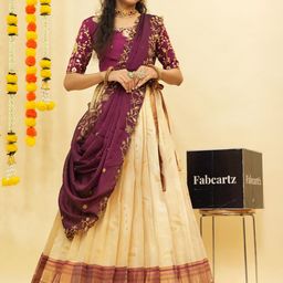 Fabcartz Embellished Semi-Stitched Lehenga & Unstitched Blouse With Dupatta-picture-31
