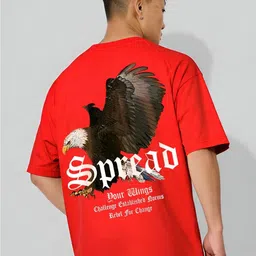 ANGERHOOD Graphic Eagle Printed Drop-Shoulder Sleeves Oversized Cotton T-shirt-picture-25