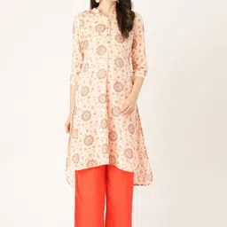 Anouk Women Ethnic Motifs Printed Keyhole Neck Mirror Work Liva Kurta-19