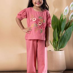 Readiprint Girls Floral Embroidered Top & Trousers-picture-8