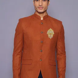 Wintage Wool Bandhgala Embroidery Single Breasted Blazer-image-59
