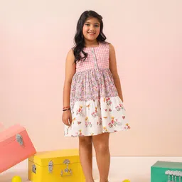 Sangria Girls Floral Embroidered Gathered or Pleated A-Line Knee Length Dress-image-81