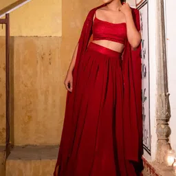 DEASHA INDIA Embroidered Sequinned Ready to Wear Lehenga &-picture-26