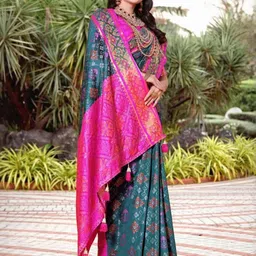 AKSH FASHION Blue Silk Blend Sarees-picture-10