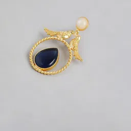 Anouk Gold-Plated Artificial Stone Studded Circular Shaped Drop Earrings image 4