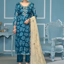 HERE&NOW Floral Embroidered Beads And Stones Unstitched Dress Material-image-60