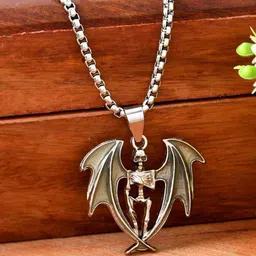 PASU FASHION Unisex Stainless Steel Silver-Plated Contemporary Shaped Pendant With Chain-32