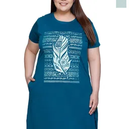 IN Love Pack of 2 Women Plus Size Front Printed Cotton Nighty Chemise-picture-30