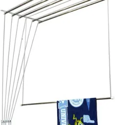 Steel Ceiling Cloth Dryer Stand 6 Pipe X 4 Feet UV Protected Nylon Ropes Individual dropdown Cloth Drying Stand-image-68