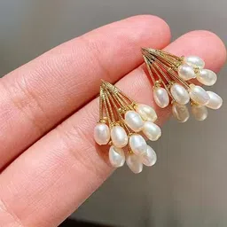 ONUYX Gold-Plated Artificial Beads Drop Earrings-10