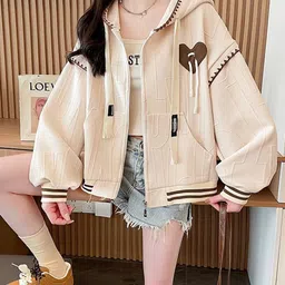 StyleCast x Revolte Women Long Sleeves Self Design Hooded Open Front Jacket-picture-48