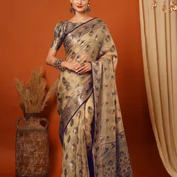 KALINI Ethnic Motifs Zari Pure Silk Banarasi Saree-picture-38