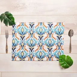 BLANC9 Blue & White 6 Pieces Ethnic Motifs Printed Cotton Table Placemats-27