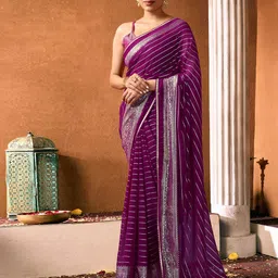 KALINI Striped Pure Georgette Saree-picture-16
