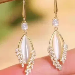 SZN KoreanEarring417 Gold-Plated Contemporary Shaped Artificial Stone Drop Earrings-34