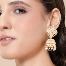 Anouk Gold-Plated Artificial Beaded Dome Shaped Jhumkas-47