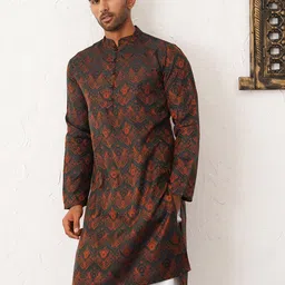 Jompers Ethnic Motifs Woven Design Mandarin Collar Kurta With Trousers-picture-22