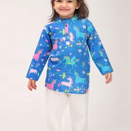 MAMA AND PEACHES Kids Animal Printed Pure Cotton Kurta With Trouser-37