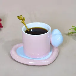 THE HOME CO. Pink & Blue Solid Ceramic Matte Cups Set of Cups and Mugs-9