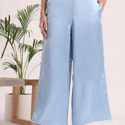 AMSWAN Women European Satin Regular Fit Flared Trouser-image-71