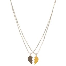 missmister Brass Gold and Grey colour two parts broken hearts chain pendant-picture-35
