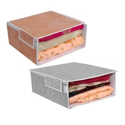 prettykrafts Grey & Orange 2 Pieces Printed Reusable Multi-Utility Organisers-16