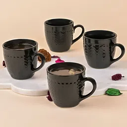 Storepedia Black4 Pieces Ceramic Dishwasher & Microwave Safe Matte Cups 200 ml Each-23
