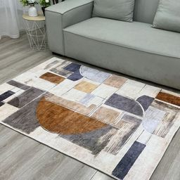 OBSESSIONS Brown Abstract Printed Anti-Skid Easy To Clean Carpet-image-98