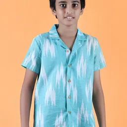 TJORI Boys Cuban Collar Abstract Printed Cotton Casual Shirt-image-29