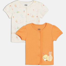 MINI KLUB Infant Girls Pack Of 2 Printed Pure Cotton Jhabla Vest 28NGFV490-image-83
