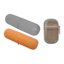 HASHONE Set Of 3 Travel Ready Toothbrush Holder & Soap Tray Combo-55