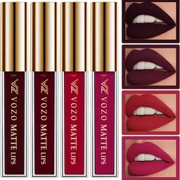 VOZO Set Of 4 Vibrant Matte Liquid Lipstick-4ml Each-102-103-104-106-83