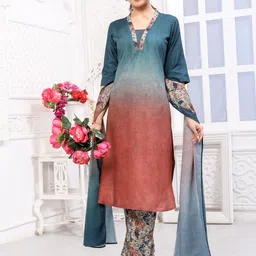 JYA Women Rust Polyester Kurta Sets-picture-2