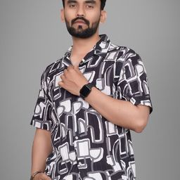 Metronaut Men Regular Fit Cuban Collar Abstract Printed Casual Shirt-image-92