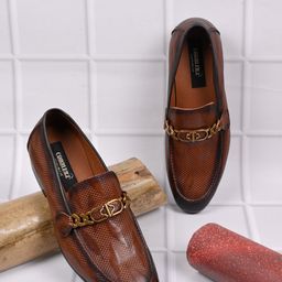 Cobblerz Men Printed Leather Loafers-image-64
