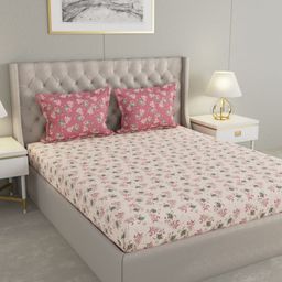 Raymond Home Pink & Green Ethnic Printed 120 TC Cotton Queen Bedsheet Set 2.29m x 2.54m-image-24