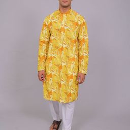 BLUESAANCHI Floral Printed Mandarin Collar Straight Kurta-picture-0