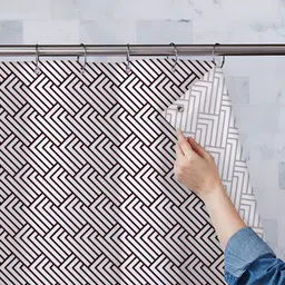 ArtzFolio Black & White Geometric Printed Waterproof Shower Curtain-6