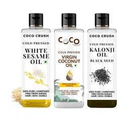 Coco Crush Set Of 3 Virgin Coconut & White Sesame & Kalonji Black Seed Oil - 50 ml Each-picture-28