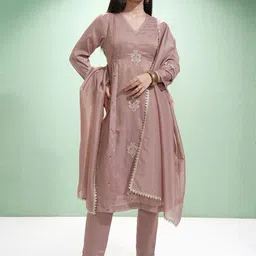 Vishudh Women Embroidered Regular Kurta with Trousers & With Dupatta-picture-36