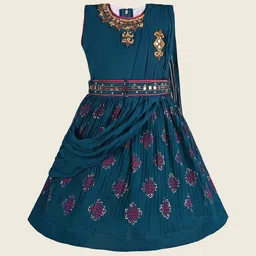 Wish Karo Girls Floral Printed Georgette Fit & Flare Dress-picture-47