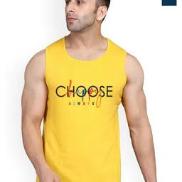 SLOWLORIS Pack Of 2 Printed Round Neck Sleeveless Bio-Wash Cotton Gym Vests-picture-7