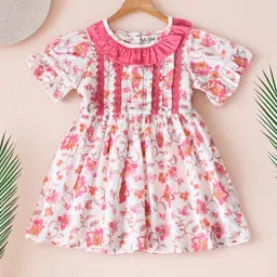 Bella Moda Girls Floral Printed Cotton Fit & Flare Dress-picture-45