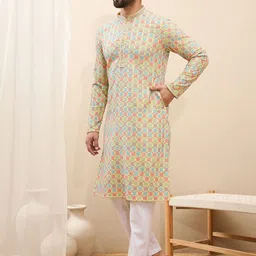 House of Pataudi Men Thread Sequence Work Kurtas image 3