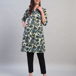 Cantabil Ethnic Motifs Printed Mandarin Pure Cotton Straight Kurta-image-44