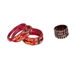 SOMIL Set Of 8 Multi Alloy Artificial Stones and Beads Antique Bangles-image-81