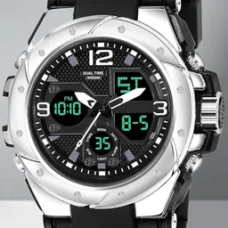 Otage Men Dial & Textured Straps Analogue and Digital Watch Reborn 9105 -SilverBlack image 5