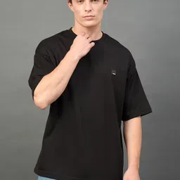 THE BEETEL HOUSE Round Neck Drop Shoulder Sleeves Cotton Oversized T-shirt-54