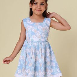 PINK MERMAID Girl Floral Print Belted Fit & Flare Dress-94