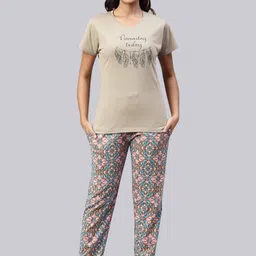 Ramraj Women Typography Printed Round Neck Night suit-image-45